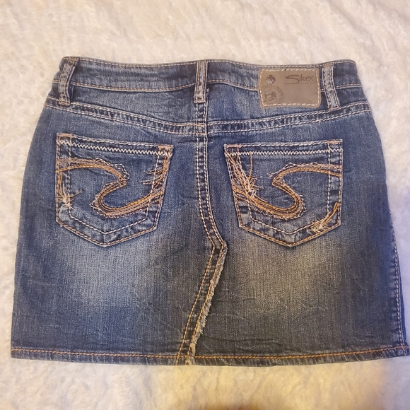 Silver Jean Mini Skirt - Picture 2 of 2